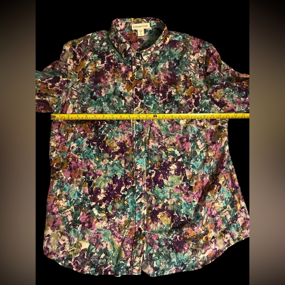 Coldwater Creek Blouse Womens 16 Floral Long Sleeve Light Button Up Down LN - Picture 4 of 5